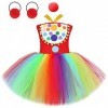 Pennywise Costume pour enfant fille Clown Déguisement Tutu Robe en tulle avec serre-tête Tenue Halloween Noël Carnaval Fête d