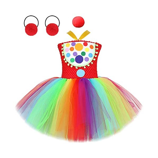 Pennywise Costume pour enfant fille Clown Déguisement Tutu Robe en tulle avec serre-tête Tenue Halloween Noël Carnaval Fête d