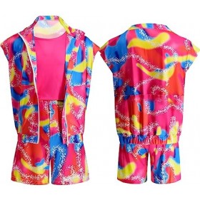 Foanja Déguisement Barbies Adulte Cosplay Barbies Ken Complete 70s 80s Vintage Skating Wear Sport Fitness Outfit et Chapeau B