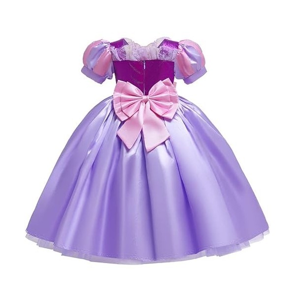 Foanja Raiponce Déguisement avec Perruque Fille Cosplay Robe de Princesse en Tulle et Accessoires pour Halloween Noël Carnava