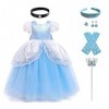 Déguisement Cendrillon Filles Enfants Princesse Robe Carnaval Soirée Anniversaire Partie Cendrillon Costume avec Accessoires 