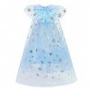 FYMNSI Costume de princesse Elsa de la Reine des Neiges avec accessoires pour enfants de 2 à 9 ans - Bleu - 3 ans