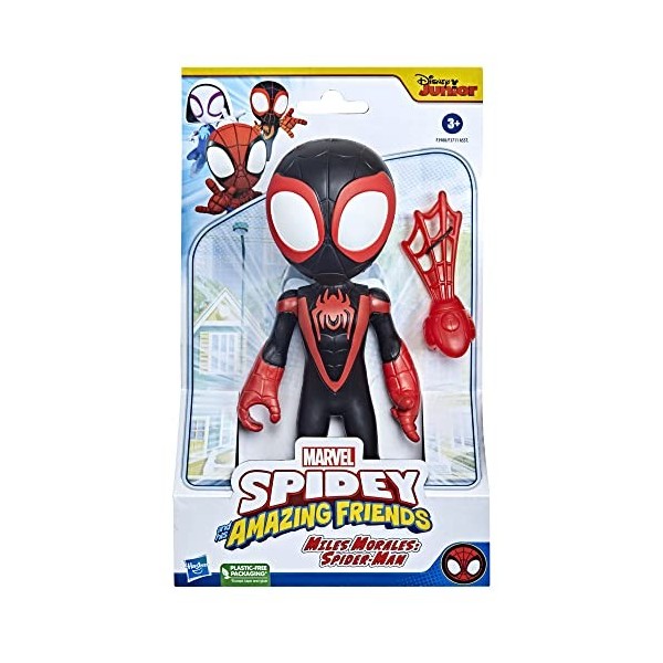 Spider-Man Marvel Spidey et Ses Amis Extraordinaires, Figurine Miles Morales géante de 22,5 cm, Jouet préscolaire