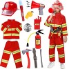 Tacobear Pompier Deguisement Enfant Pompier Costume avec Pompier Jouet Extincteur Jouet Pompier Accessoires Jeu de Rôle pour 