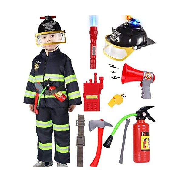 Tacobear Pompier Deguisement Enfant Pompier Costume avec Pompier Jouet  Extincteur Jouet Pompier Accessoires Jeu de Rôle pour