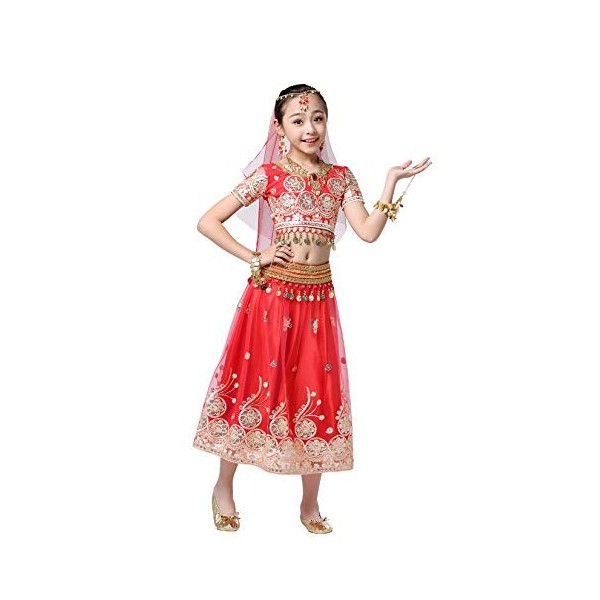 FEOYA Belly Dance Fille Accessoires Dance Costume Indienne Robe Danse pour Déguisement Halloween Carnaval Spectacle Robe Cost