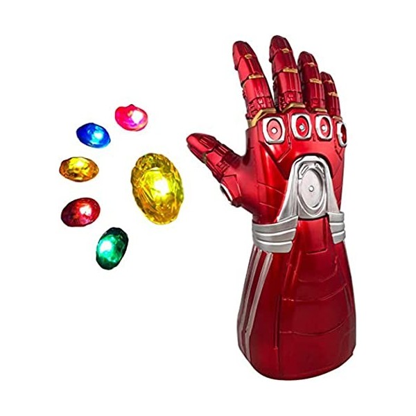 Adulte/Gant Infini pour Enfants, Iron Man Avec 6 Pierres Amovibles Aimant Infini Pierres-3 Flash Mode Halloween Accessoire de