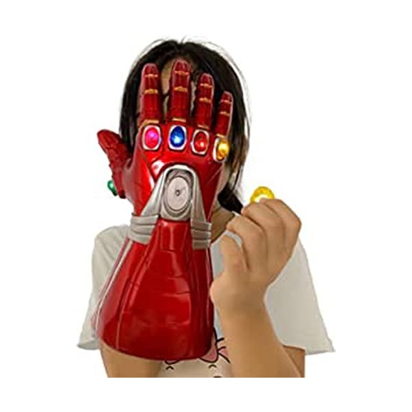 Adulte/Gant Infini pour Enfants, Iron Man Avec 6 Pierres Amovibles Aimant Infini Pierres-3 Flash Mode Halloween Accessoire de