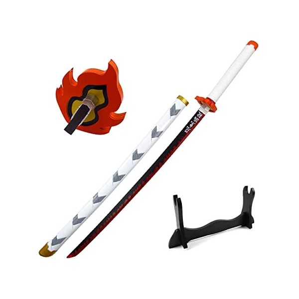 LIUD Katana Demon Slayer COS Épée en Bois Rengoku Kyoujurou Katana Sabre Japonais Cosplay Anime Epee Fans D Anime Fait À La 