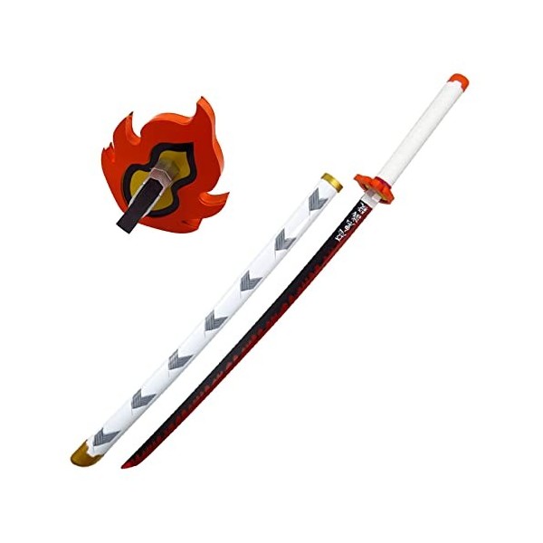 LIUD Katana Demon Slayer COS Épée en Bois Rengoku Kyoujurou Katana Sabre Japonais Cosplay Anime Epee Fans D Anime Fait À La 