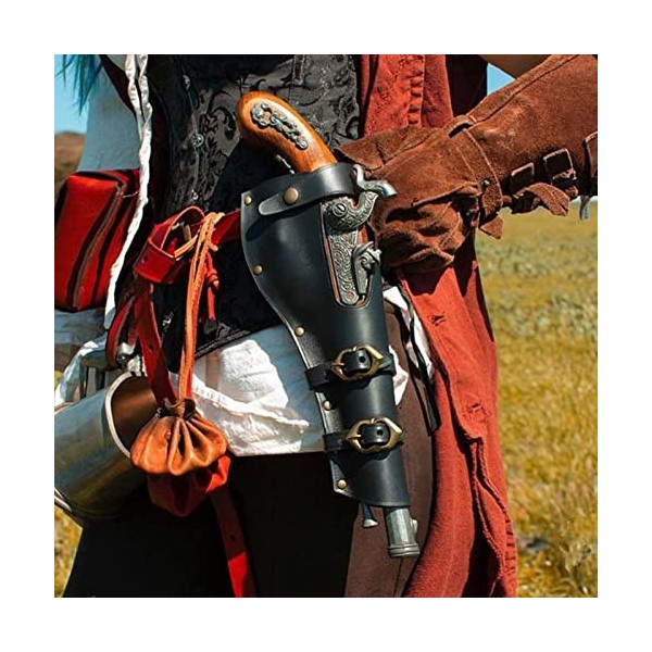 AGENCO PU Cuir Épaule Pistolet Étui Sac Médiéval Vintage Dissimulé Pistolet Étui Steampunk Pirate Épée Étui Fourreau Gaine Co