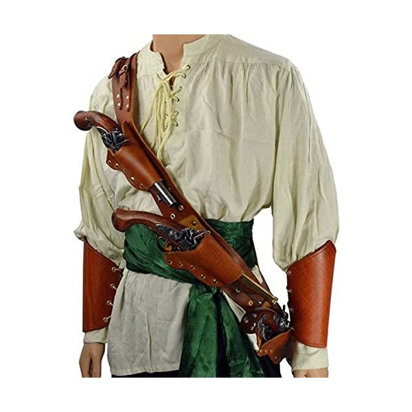 Holster De Pirate Médiéval à Silex Support De Pistolet Triple Menace, Sac De Pistolet Vintage Réglable Avec Bandoulière, Acce