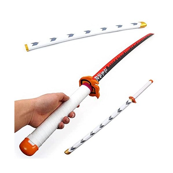 Uvency Rengoku Kyoujurou Samouraï Épée Anime Décoratif Arme Jouet Japonais Katana Cosplay Accessoires Jouets/104Cm/40.94In