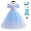 IBTOM CASTLE Robe de Cendrillon pour fille et enfant - Robe de princesse - Costume de carnaval - Longue robe de bal - Pour co