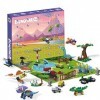 ARMD Calendrier de lAvent 2022 pour enfants, 24 blocs de construction dinosaures, jouets de Noël, compatible avec Lego