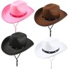 SGBETTER Lot de 4 chapeaux de cowboy en feutre clouté pour rodéo occidental texan - Pour adulte - Thème cowboy - Accessoire d