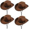 SGBETTER Lot de 4 chapeaux de cowboy en feutre clouté pour rodéo occidental texan - Pour adulte - Thème cowboy - Accessoire d