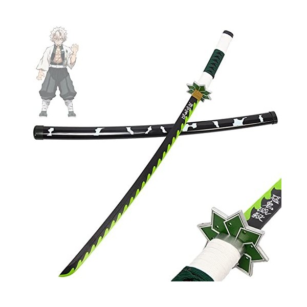 HASMI Cosplay Slayer Blade Épée En Bois-Shinazugawa Sanemi Katana En Plastique Jouet DArme de Samouraï Japonais, Accessoires