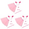 SOIMISS Deguisement Enfant 5 Ensembles Accessoire Costume Cosplay Kit Rose Robe Arc Queue Ballet Oreilles Tutu Jupe Cravates 