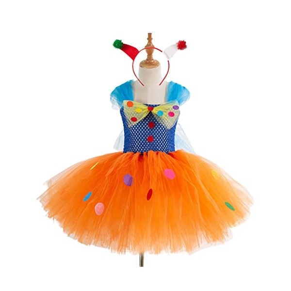 wuzhou Enfants Filles Halloween Jeux de rôle Clown Ensembles, Costume de noël Robe Tutu avec Cerceau de Cheveux drôle Accesso