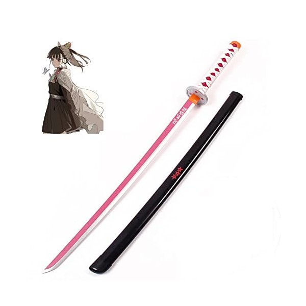 LixLan Épée de samouraï Tueur de démons Cosplay Katana Lame épée Arme Accessoire en Bois Cosplay Anime épée avec Fourreau, po
