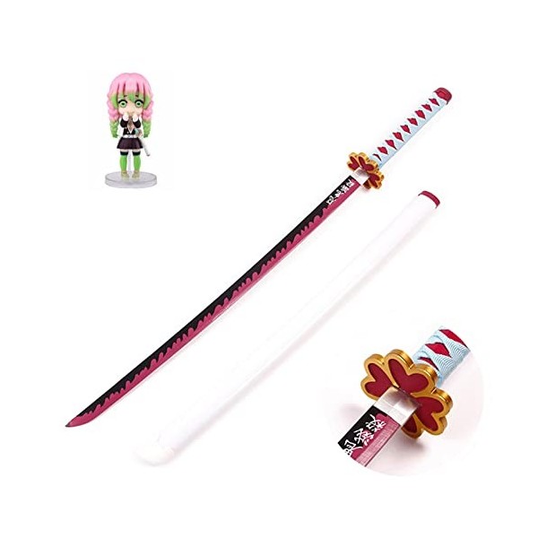 LixLan Épée de samouraï Tueur de démons Cosplay Katana Lame épée Arme Accessoire en Bois Cosplay Anime épée avec Fourreau, po