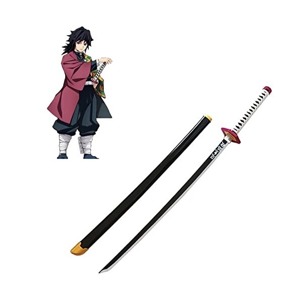 LixLan Épée de samouraï Tueur de démons Cosplay Katana Lame épée Arme Accessoire en Bois Cosplay Anime épée avec Fourreau, po