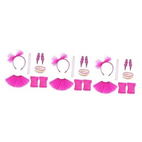LIFKOME 51 Pcs 1 1980S Party Favors Party Tulle Jupe Néon Bracelet Boucles DOreilles Perlées Cosplay Accessoires Collier De 