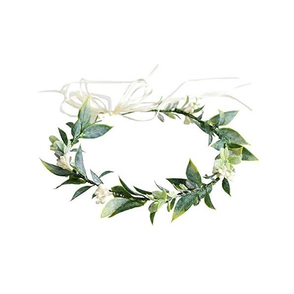 DDazzling Green Leaf Serre-tête à fleurs deucalyptus pour femmes et filles – Accessoire photo de mariée vert 