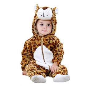 Lovelegis 0-6 Mois Costume en Peluche Doux - Polaire - Survêtement - Léopard Onesie - Déguisement De Carnaval - Halloween -