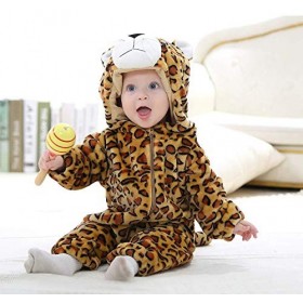 Lovelegis 0-6 Mois Costume en Peluche Doux - Polaire - Survêtement - Léopard Onesie - Déguisement De Carnaval - Halloween -