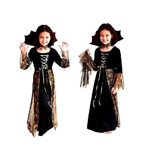 Costume de sorcière - déguisement - carnaval - halloween - musaraigne - sorcière - couleur noire - fille - taille m - 6/7 ans