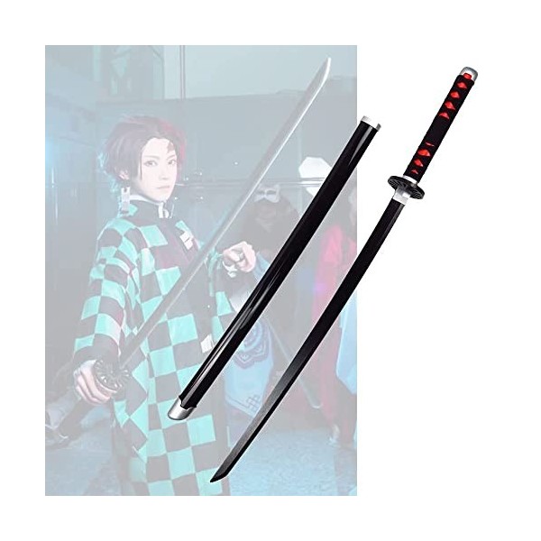 Uvency Anime Bamboo Samurai Sword, Black Ninja Katana, Slayer Weapon Accessories, For Anime Lovers, Accessoires de Jeu de Rôl