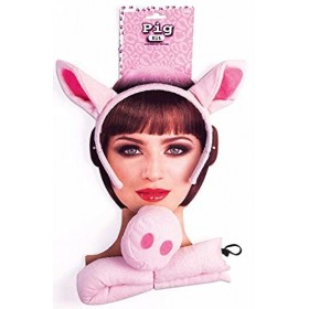 Forum Novelties Accessoires de fête pour Les Oreilles, Le Nez et la Queue, Taille Unique, Cochon Rose