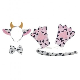 1 Ensemble Adulte pour déguisement Animal fête Oreilles de Vache Griffe Accessoires et Gants : nœud Papillon Performance Hall