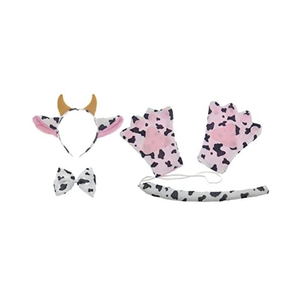 1 Ensemble Adulte pour déguisement Animal fête Oreilles de Vache Griffe Accessoires et Gants : nœud Papillon Performance Hall