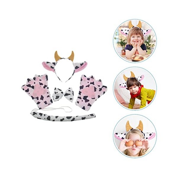 1 Ensemble Adulte pour déguisement Animal fête Oreilles de Vache Griffe Accessoires et Gants : nœud Papillon Performance Hall