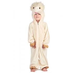 COOLMP Déguisement Lama Peluche Enfant - Taille 5-6 Ans 110-116cm - Déguisement pour Enfant, garçon et Fille, Anniversaire,