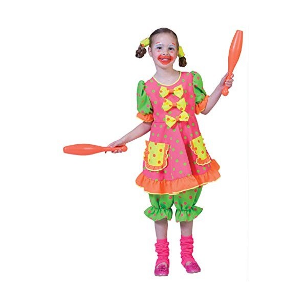 Funny Fashion Deguisement Carnaval : Costume Clown Fluo Taille : 6/8 ans 114 à 126 cm 