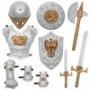 Abaodam 10 Pièces Chevalier Armure Ensemble Chevalier Médiéval Costume avec Bouclier Chevalier Casque Épée Portique Chevalier