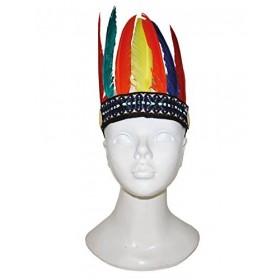 Lot de 12 - Coiffe Indienne colorée Enfant - Taille Unique - Accessoires de fête, Costume, déguisement, Jeux, Jouets
