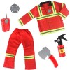 Shunfaji Set de Costume de Pompier, Pompier Costume avec Pompier Jouet, Jouet Pompier Accessoires Jeu de Rôle pour Carnaval E