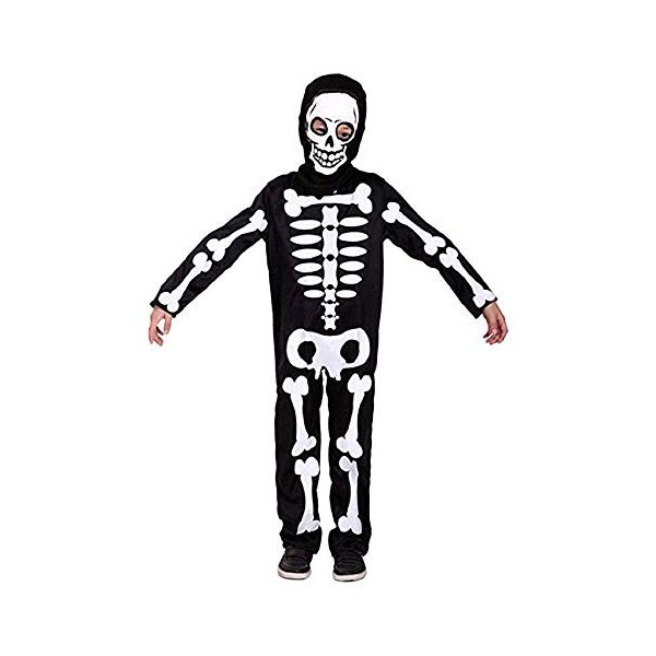 Costume de squelette - zombies - déguisements pour enfants - halloween - carnaval - monstre - mort - os - couleur noire - enf