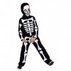 Costume de squelette - zombies - déguisements pour enfants - halloween - carnaval - monstre - mort - os - couleur noire - enf