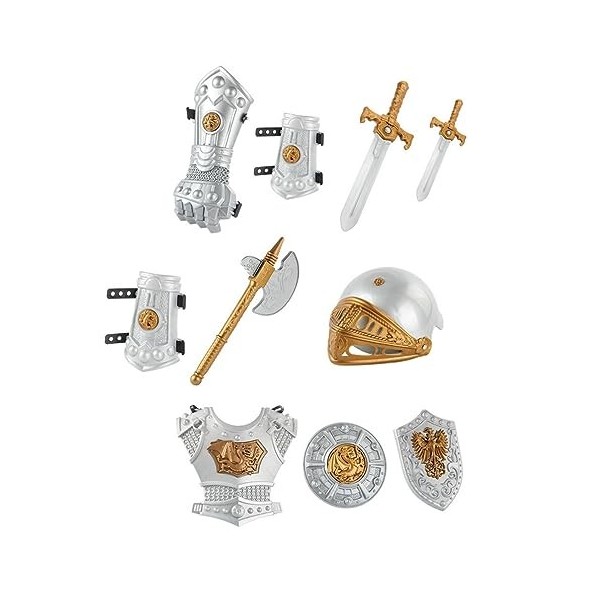 Abaodam Jouets De Garçons 10 Pièces Chevalier Armure Ensemble Chevalier Médiéval avec Bouclier Chevalier Casque Portique Chev