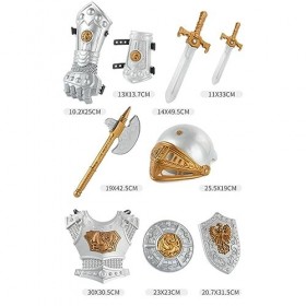 Abaodam Jouets De Garçons 10 Pièces Chevalier Armure Ensemble Chevalier Médiéval avec Bouclier Chevalier Casque Portique Chev