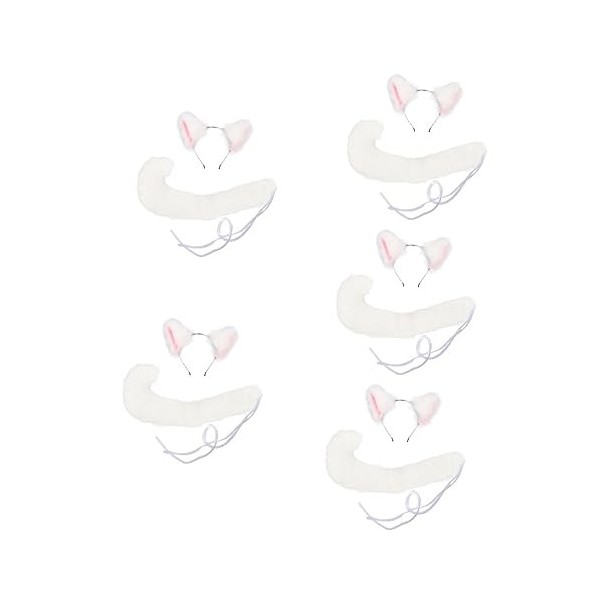 FRCOLOR Lot de 5 serre-tête oreilles de chat pour Halloween - Bandeau queue de chat - Accessoire de fête - Vêtements pour enf