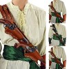 WFTD Pirate Médiéval Flintlock Holster Triple Menace Pistolet Holder, Vintage Gun Sac avec Bandoulière Réglable, Halloween Pa