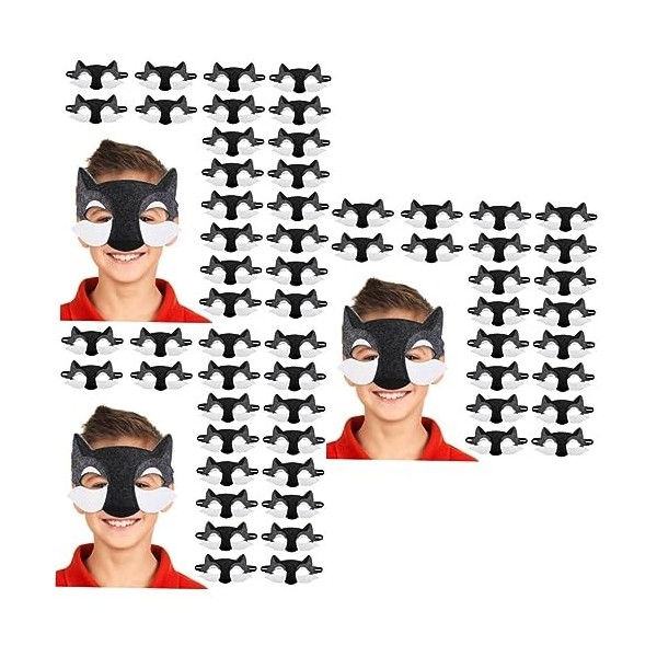 Toyvian 80 Pcs Masques Mauvais Halloween Loup Accessoires DAnniversaire Grande Robe Mignonne Pour Les Yeux De Renard Noir Dé