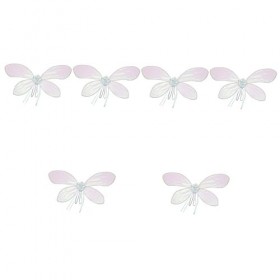 EXCEART 6 Pièces Coloré Papillon Ailes Halloween Décor Décor Fée Robe Papillon Habiller Costume Ailes Aile Organza Blanc Perf